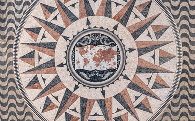 Top down view of World map by Monument to Discoveries, Lisbon