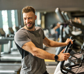 gym sport fitness exercise health healthy man treadmill training running equipment fit machine active workout activity athlete cardio run elliptical trainer