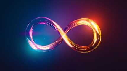 An abstract representation of infinity in vibrant colors, blending seamlessly in an energetic and visually stunning loop against a dark background.