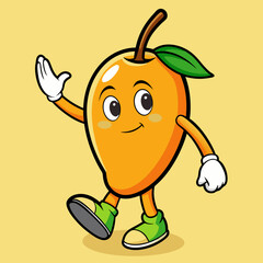 Funny Dabbing Mango Cartoon - Quirky Fruit Character Vector Art
