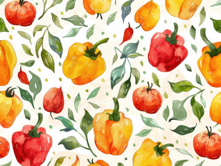 Watercolor pattern sweet pepper vibrant and summery design