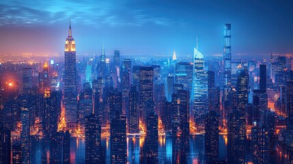 Fototapeta premium Night View of New York City Skyline