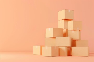 Obraz premium Stacked Empty Boxes in 3D Cartoon for Design, Print, and Poster