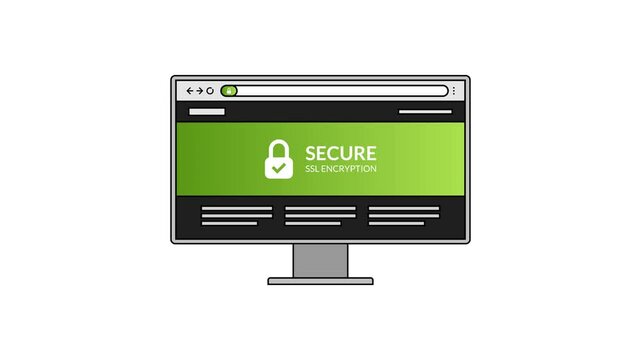 Modern display and screen with encryption ssl website animation.