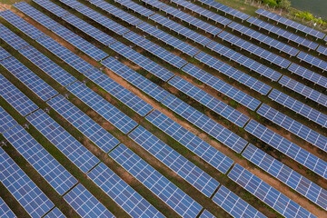 Engineer Inspecting Solar Panels at Power Plant