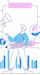 Personnel doing job interview flat vector concept operation hand drawn illustration
