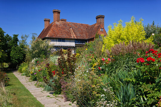 The flower boarder in August at Great Dixter Northiam East Sussex England UK