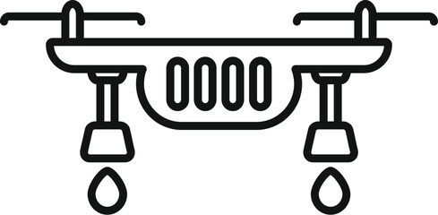 Simple icon of an agriculture drone spraying liquid fertilizer on a field