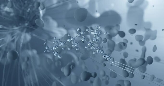 Bilastine rotating molecular 3d structure ball-and-stick model, looped video antihistamine medication