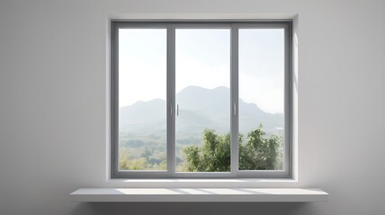Modern and minimal house window for interior decoration isolated on background, open office glass window frame.