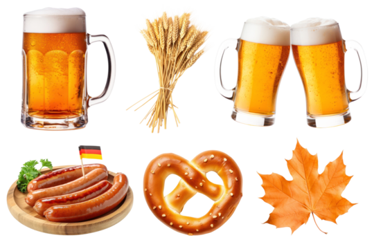 PNG Oktoberfest autumn festival design element set, transparent background - Powered by Adobe