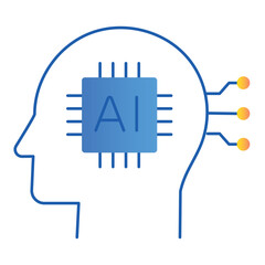 Artificial Intelligence Icon Design. Represents Machine Learning, AI Models, Intelligent Systems, Automation. Vector icon with editable Strokes and Colors.