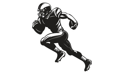 American football player Black and White Vector