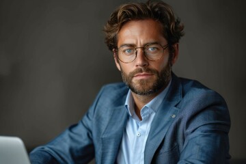 Obraz premium Portrait of a Man in a Blue Suit