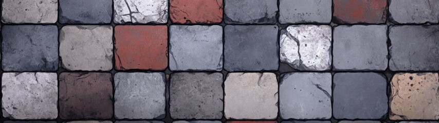 Obraz premium Vintage Brick Alleyway Textures, weathered bricks in muted reds and greys, ideal for cozy vintage backgrounds, enhances minimalist design with a clean, simple aesthetic.