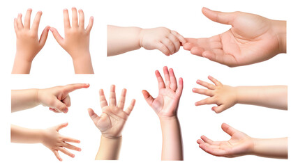 PNG toddler hand design element set, transparent background
