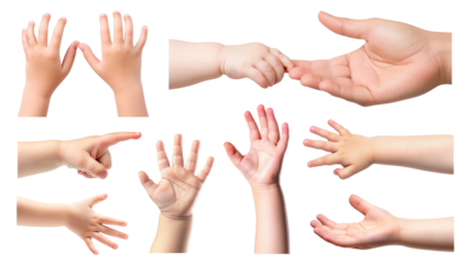 PNG toddler hand design element set, transparent background