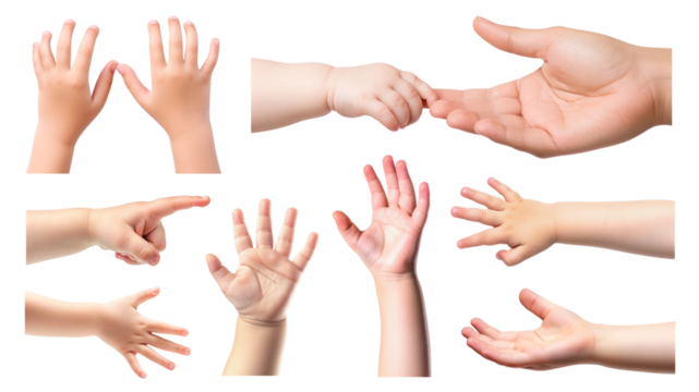 PNG toddler hand design element set, transparent background