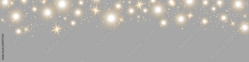 Poster Shiny vector dust glitter on transparent background falling down. Glow particles falling from top to bottom. Magic star effect. Sparkling glitter decoration for your design. Vector illustration EPS10