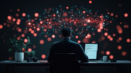 A data scientist working on a complex predictive model, with code and charts representing the process of analyzing historical data to predict future trends.