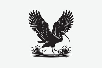 Egret Bird vector art and illustration