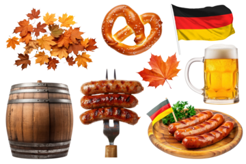 PNG Oktoberfest festival design element set, transparent background