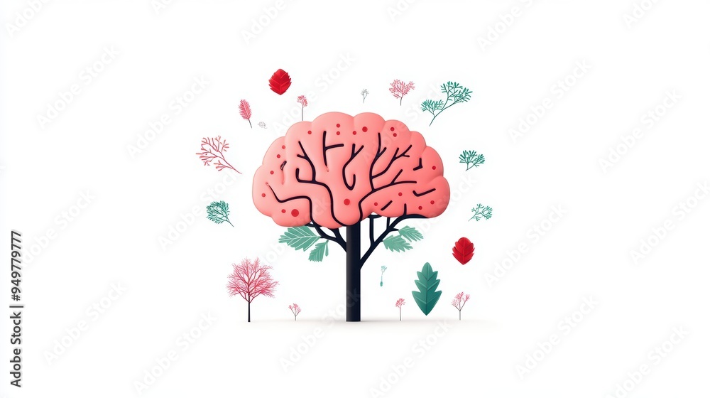 Wall mural a stylized icon representing artificial intelligence, featuring a brain with digital elements.