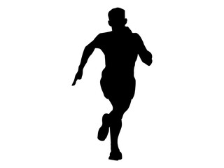 Run. Running men and women, vector set of isolated silhouettes