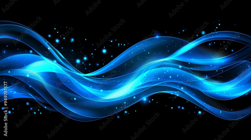 Poster An abstract background with a dynamic wave. Rendering in 3D