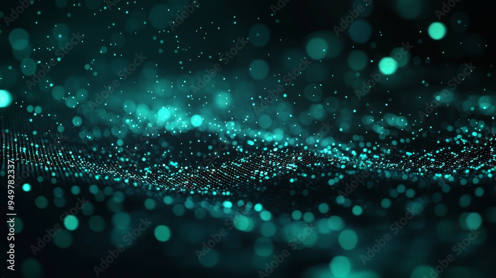 Aufkleber Internet Connection and Data Analysis. Digital Cyberspace with Particles and Digital Data Network Connections. 3D rendering in technology.