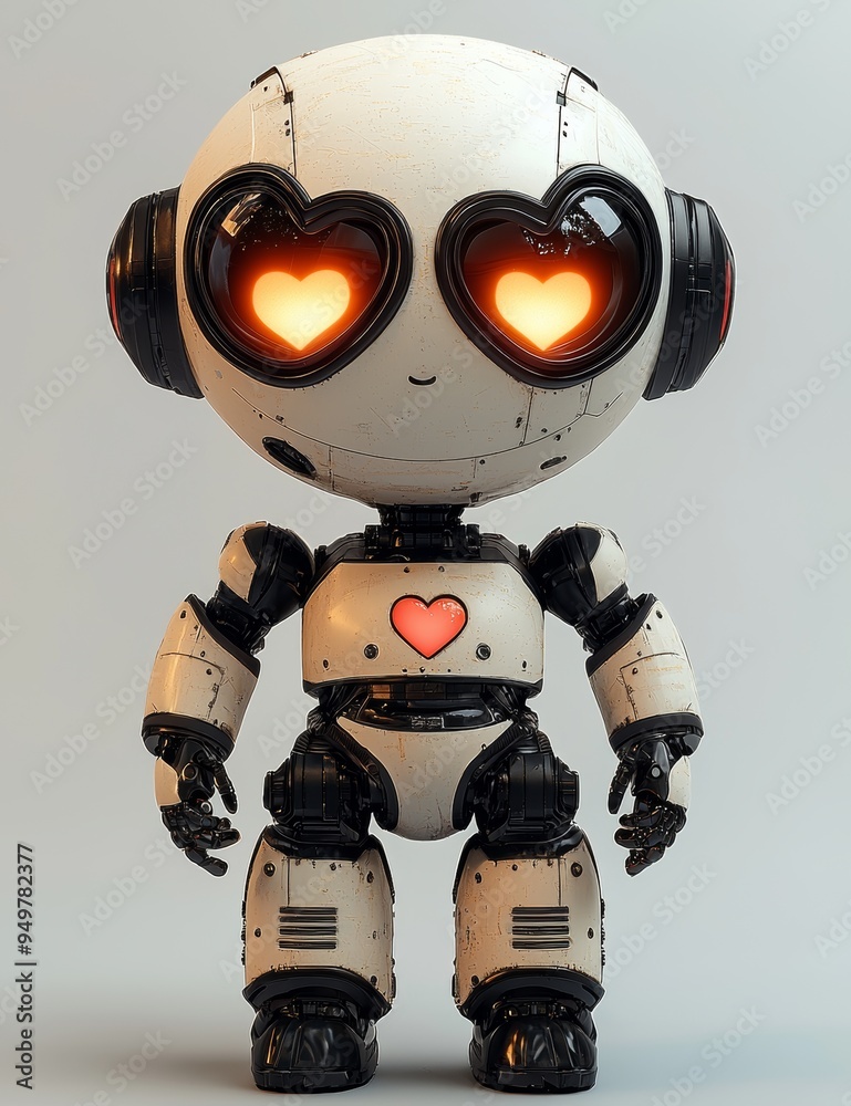 Fototapete the robot is an automated software with emotions and in love, mixed with digital 3d illustrations an