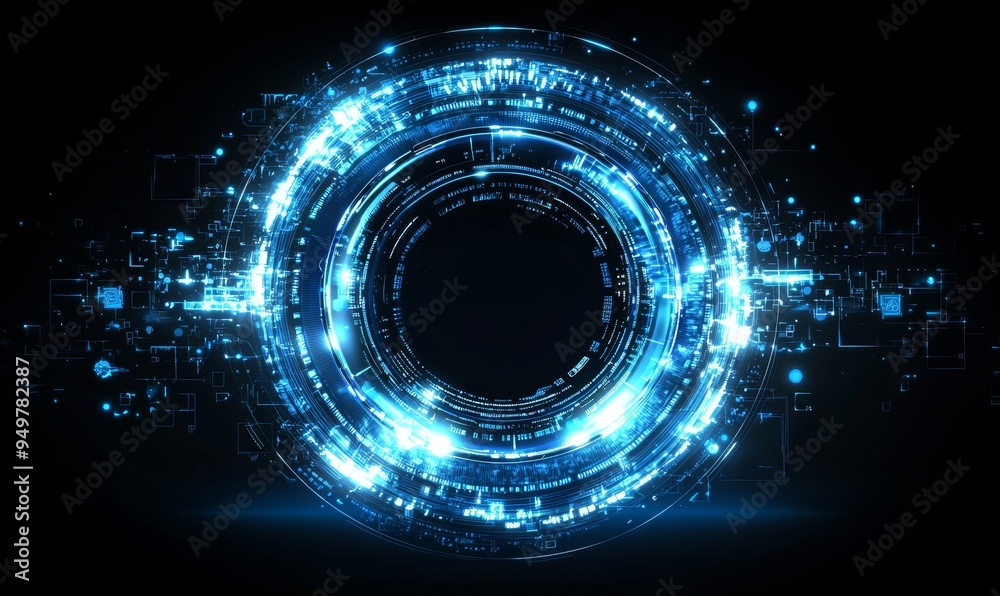 Fototapete The background is an abstract futuristic frame of circle around glowing technology sci fi. The user interface is in the form of a hud.