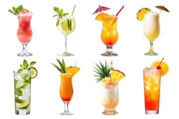 PNG cocktail drink element set, transparent background