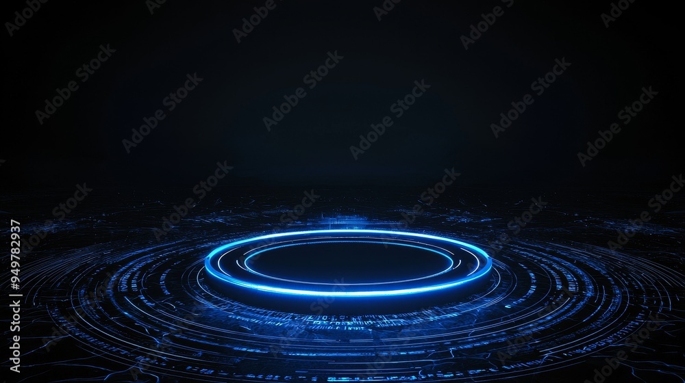 Fototapete hologram emitting rays of light in 3d rendering. futuristic sci-fi interface. glow portal. technolog