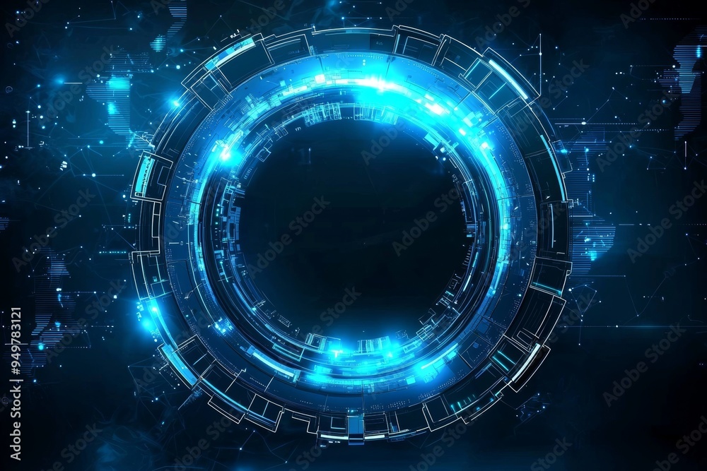 Aufkleber A futuristic technology interface hologram interface with digital data chart, communication, and automatic learning algorithms