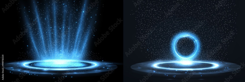 Aufkleber a holographic hud circle with a blue glow on a transparent background in 3d