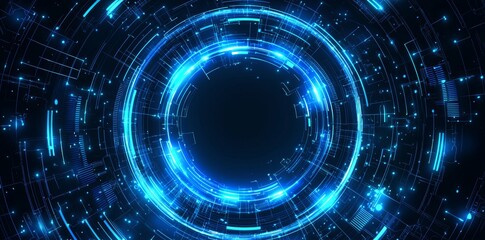 Obraz premium Blue glow transparent circle holographic design with a holographic circle hud