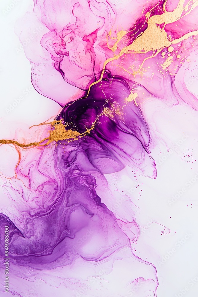 Aufkleber marbled pink paint swirls frozen in an abstract futuristic 3d isolated on a transparent background, 