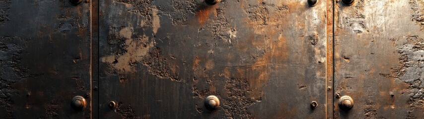 Fototapeta premium Worn Metallic Cyberpunk Backdrop, a weathered and textured surface embodying minimalism and futuristic aesthetics, perfect for immersive digital environments and designs