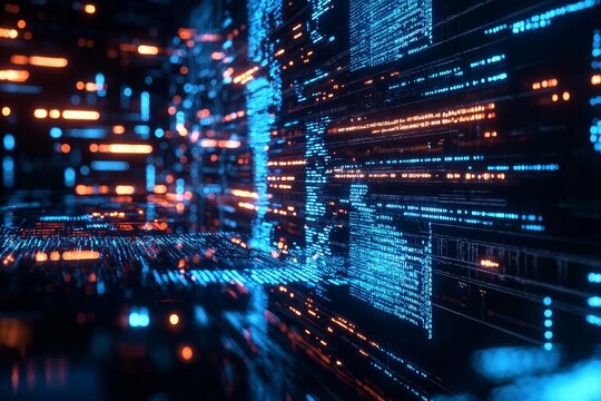 The concept of coding HTML language on a blurry backdrop. Web developer and programming.