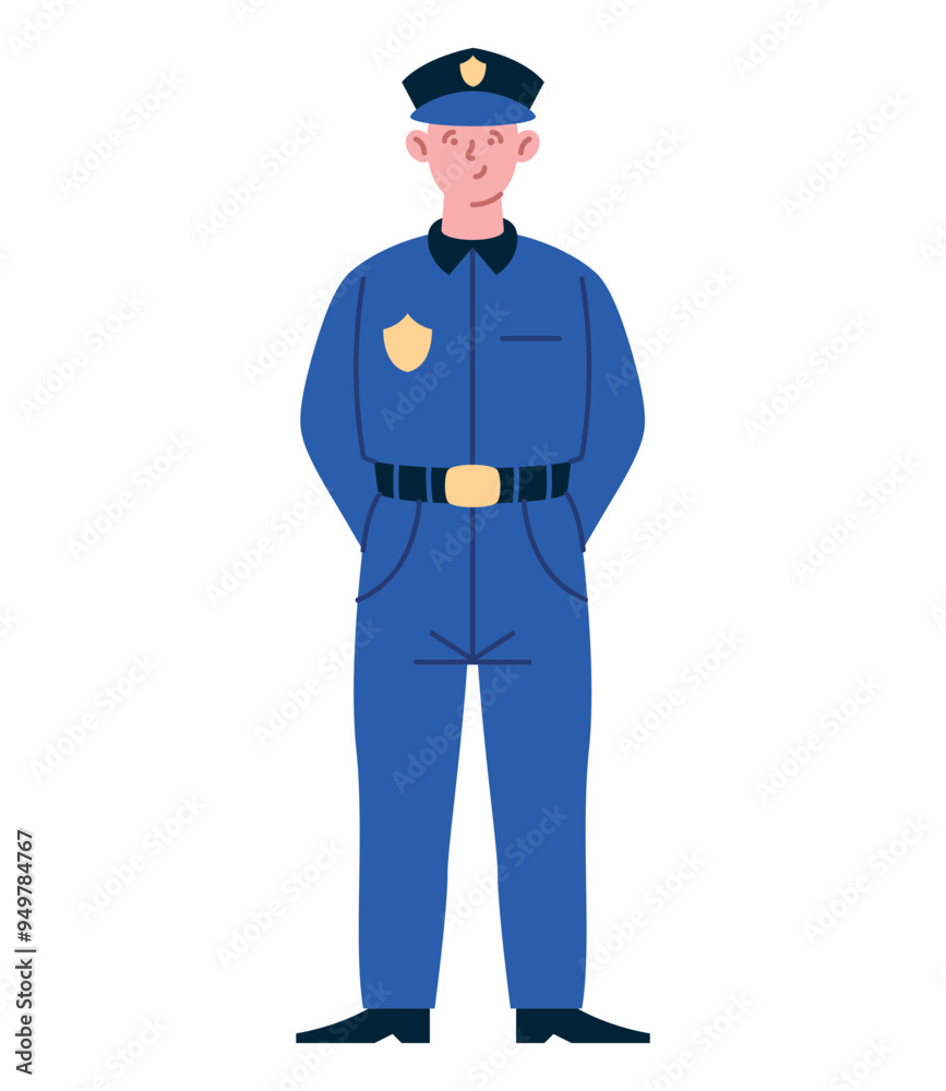 Sticker police officer male character professional