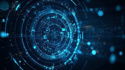 Obraz premium With abstract circular elements and glowing lines in shades of cobalt and turquoise, this sleek modern interface looks great on any device