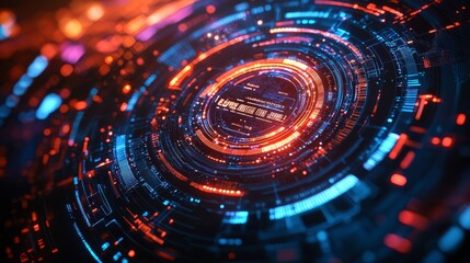 Obraz premium An image of a futuristic hud with circles and yellow and blue colors