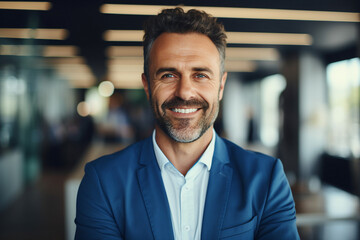 Obraz premium Successful business people person in modern interior office space building made with Generative AI artwork