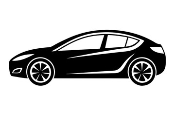 Electric Car EV Silhouette Vector Illustration