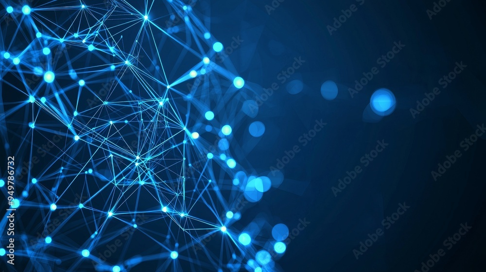 Poster Digital network connection on blue background with 3D rendering