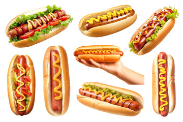 PNG hotdog element set, transparent background