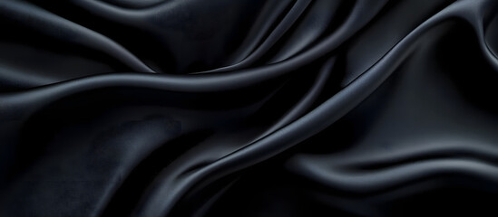 Fototapeta premium A small dark black pattern on silk fabric creating a textured background with a unique combination of lines colors and shadows perfect for a copy space image