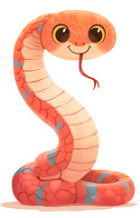 Fototapeta premium Cute kawaii baby snake character in simple children book illustration style. Chinese New Year 2025 funny sweet adorable kids character. Isolated
