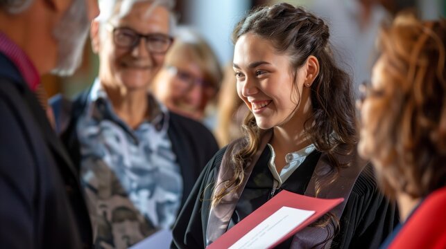 Joyful Adult Education Graduation Ceremony with Proud Family and Friends in Attendance